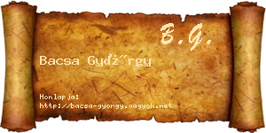 Bacsa György névjegykártya
